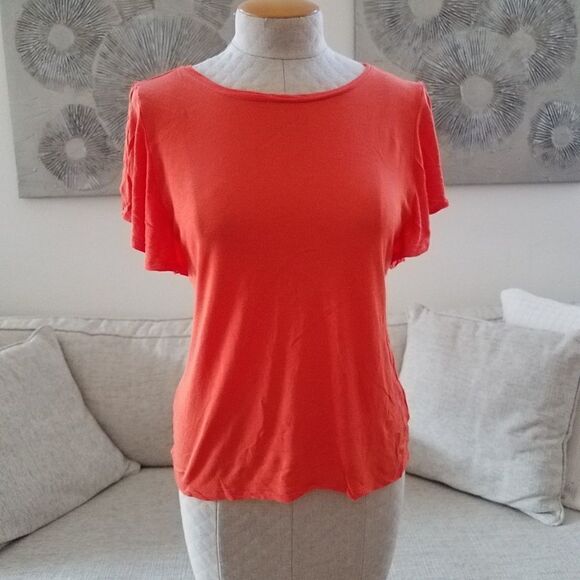 Halogen Slit Sleeve Tee sz Small in Orange - Picture 3 of 7